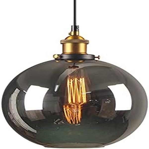 Luminaire Suspension XX1153-B – E27 – Verre Fumé (Soot) – Diamètre 200 mm