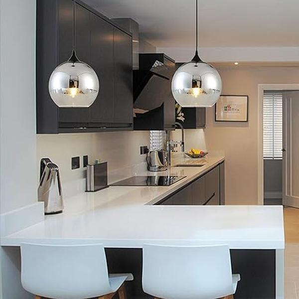 Applique / Suspension B088B Argent – Ø15 cm – Support Ampoule E27