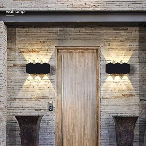 Applique Mural LED Double Faisceau 6* 1W IP65 Noir 3000k Taille 155 * 80 * 40 mm