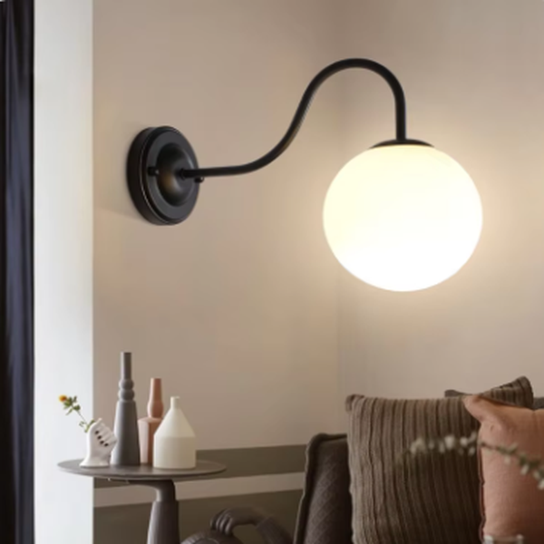 Applique Murale Noir W1062-BK – Ø150 mm – Compatible Ampoule E27