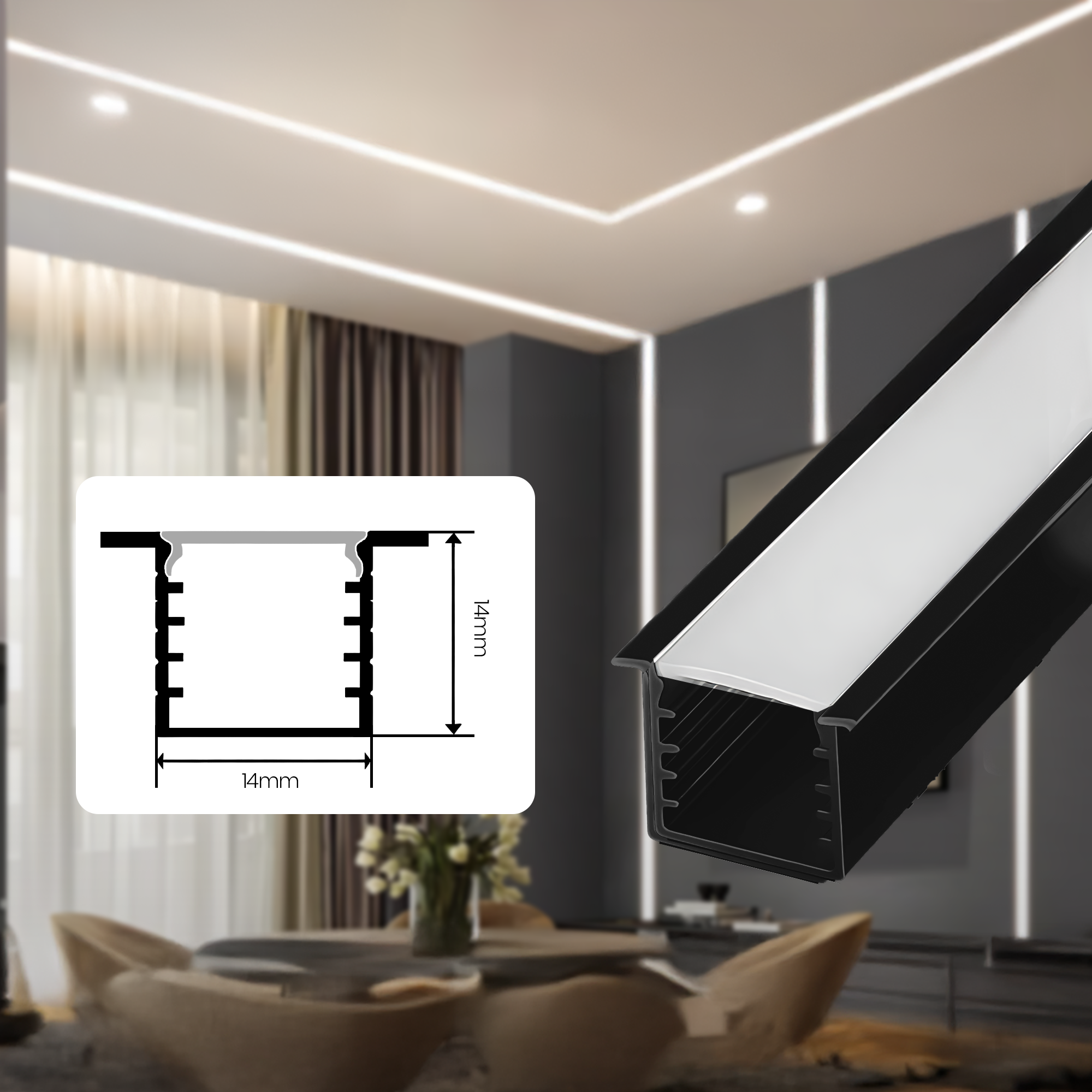 Profile LED Aluminium SJ-60-8 Noir