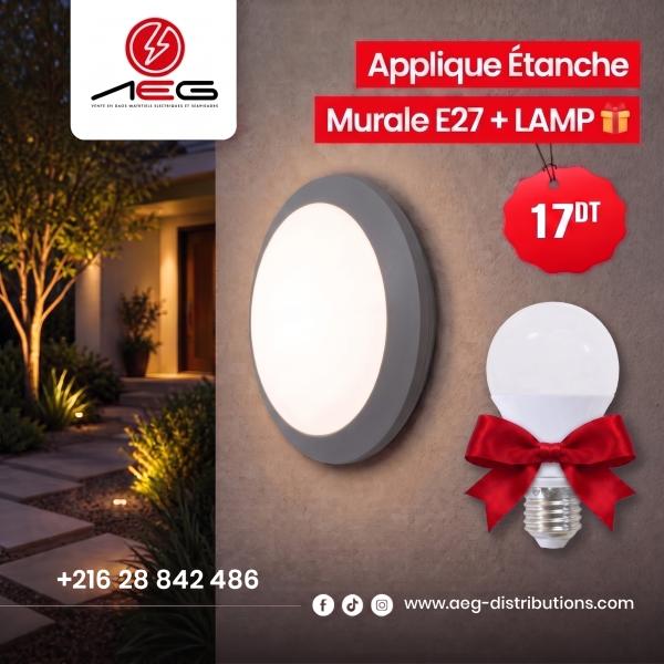 Applique Étanche Murale avec Lampe E27 Extérieur gris
