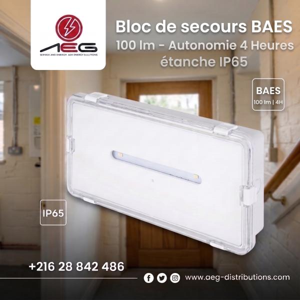 Bloc de Secours BAES 100 lm – Autonomie 4 Heures