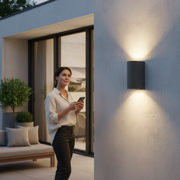 Applique murale étanche extérieur Ronde 2 lampes GU10 - Noir