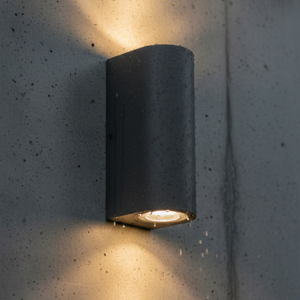 Applique murale étanche extérieur Ronde 2 lampes GU10 - Noir