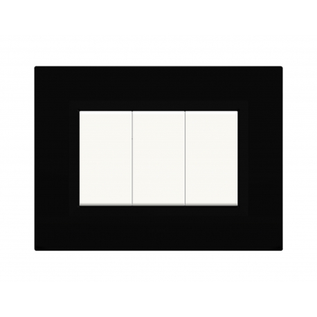 PLAQUES NOVA 45 RECTANGULAIRE NOIR 3 MODULES