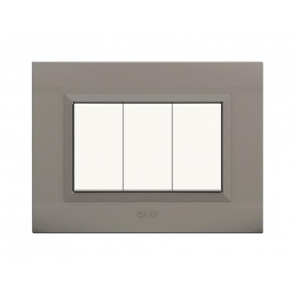 Plaques Nova 45 rectangulaire argent opaque 3 modules