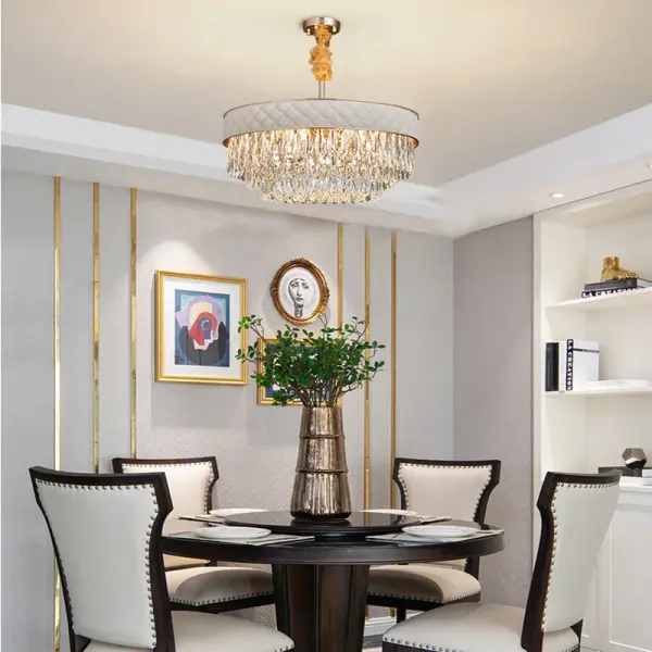 Lustre luxe en cuir et cristal moderne