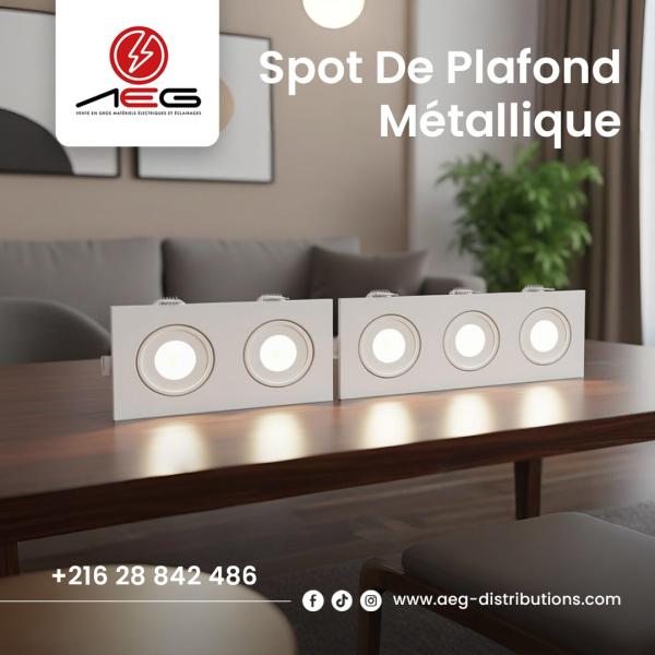 Spot plafond métal noir et blanc 3 lampes orientables